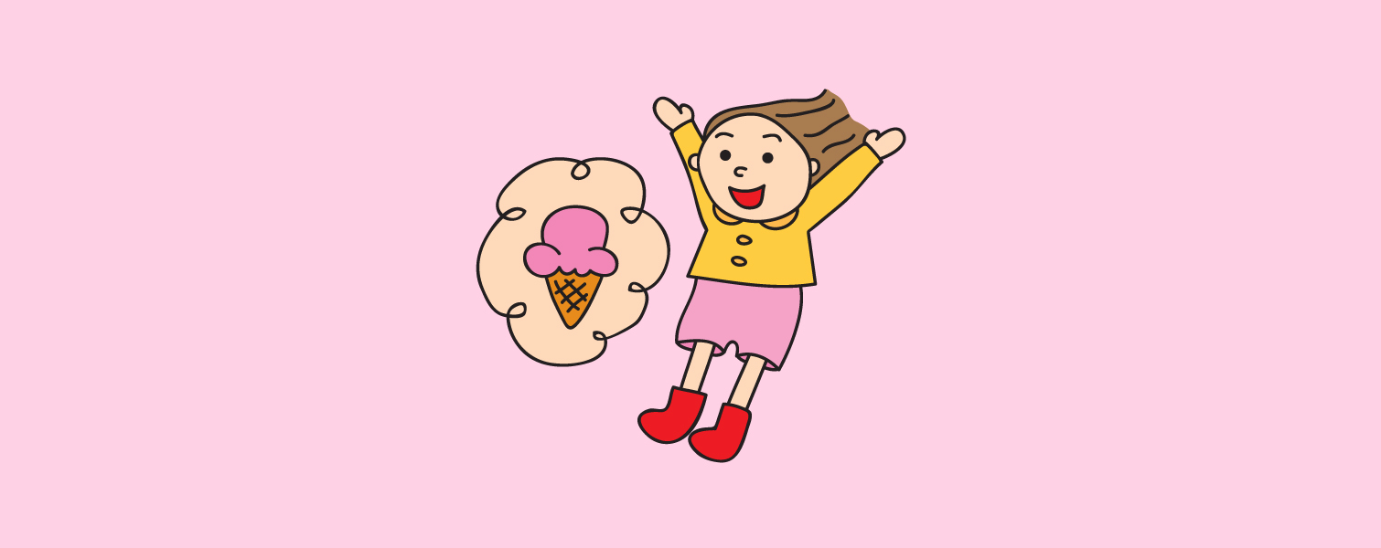 Ben & Jerry's Illustration - Girl Cheering for Ice Cream