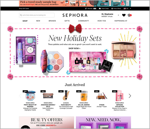 Sephora Homepage